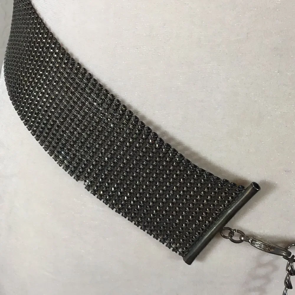 Belt Vintage Y2K Mesh Silver-tone Belt Claw clasp Adjustable Chain Sparkly